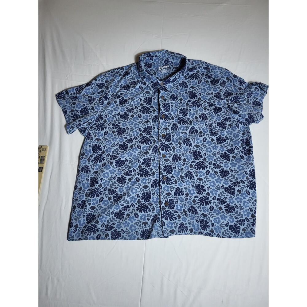 Duluth Trading Co Men’s Hawaiian Shirt 3XL Blue Floral Short Sleeve Button Up